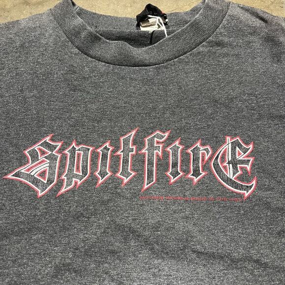 Vintage 90s Y2k Spitfire Grey Skater Long Sleeve T-Shirt - Picture 3 of 5